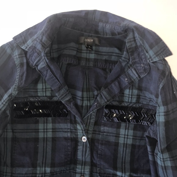 J Crew plaid shirt with chevron embellishment - Picture 5 of 8